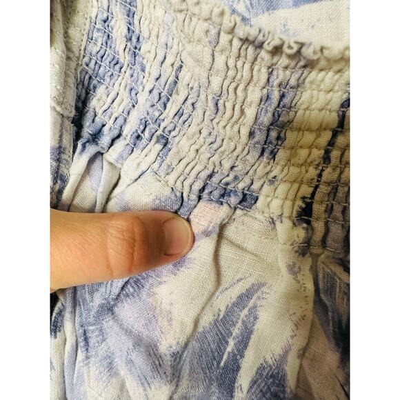 BOSS Blue Floral 100% Linen Open-Waist Square Neckline Summer Dress Size US 4 - Picture 12 of 16